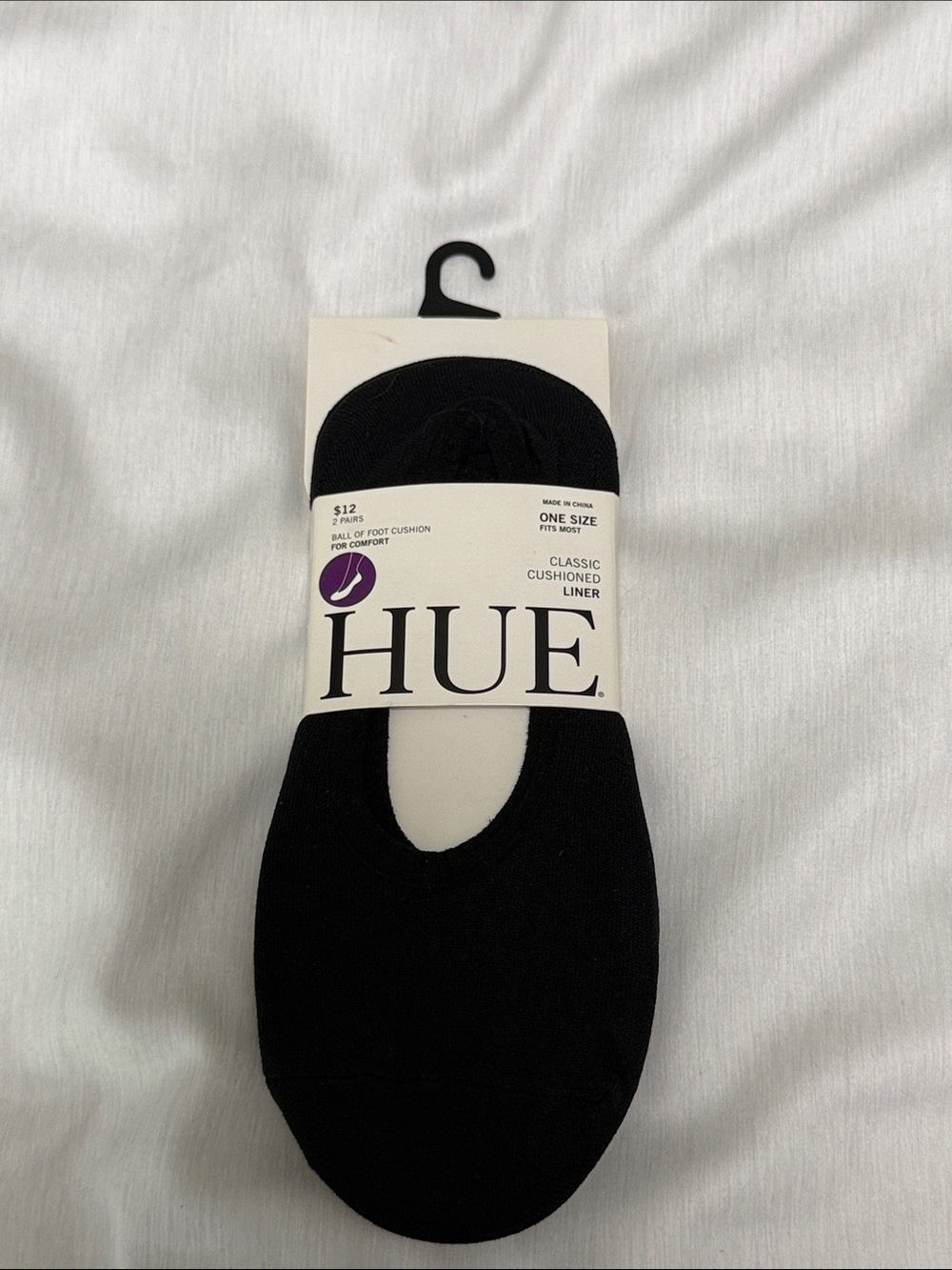 HUE womens Classic Cushioned Liner Socks - Black